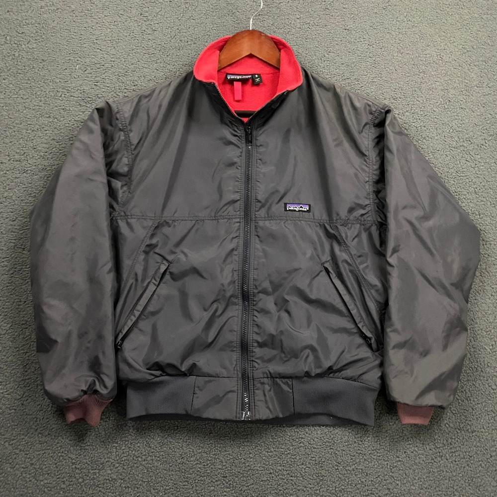 Patagonia Shelled Synchilla Jacket Mens Small Gray Fleece Lined Bomber USA Made